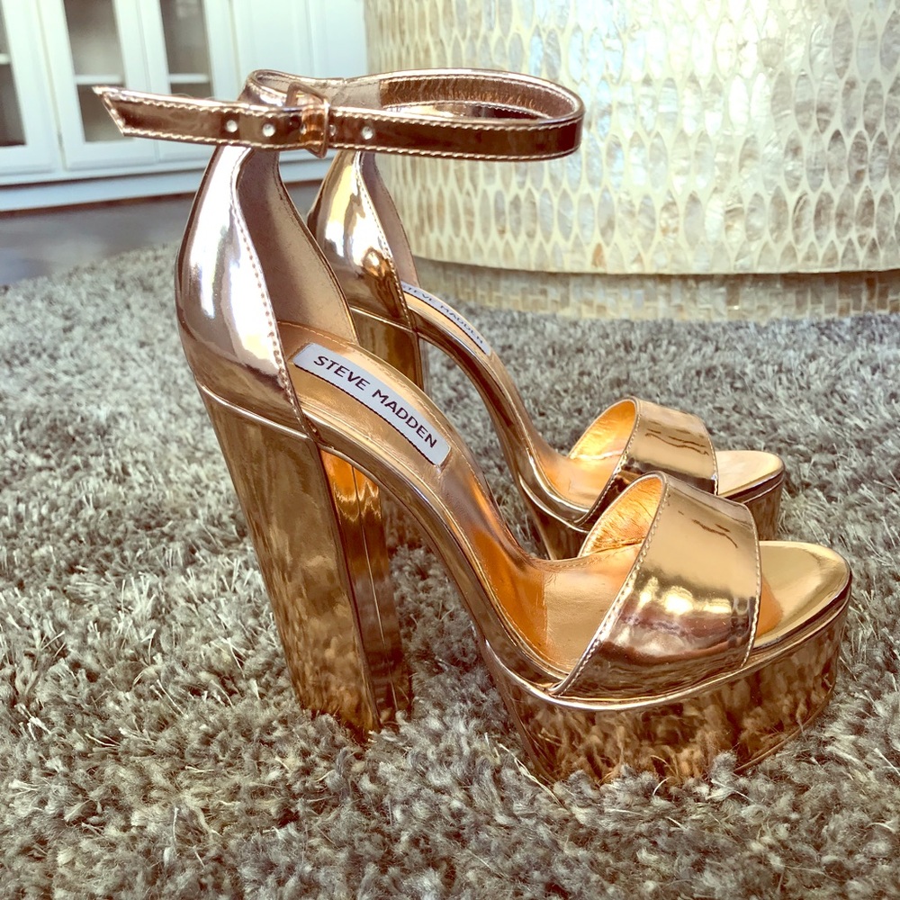 Steve Madden rose gold chunky heel